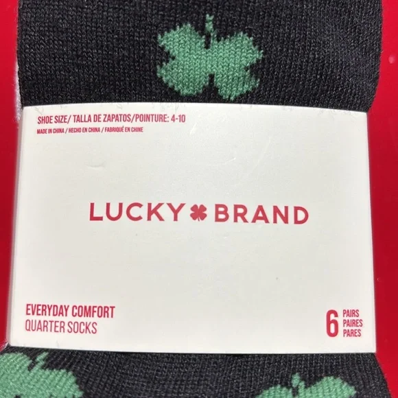 Lucky Brand 6pr clover socks set ankle peds quarter NEW solid color block - Picture 4 of 4